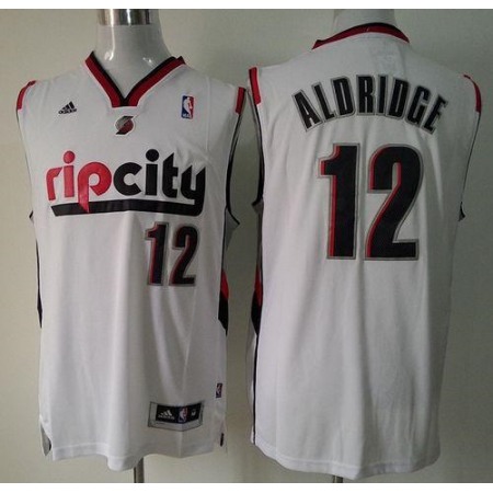 Blazers #12 Lamarcus Aldridge White Throwback Stitched NBA Jersey