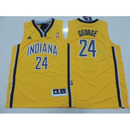 Pacers #24 Paul George Yellow Youth Stitched NBA Jersey