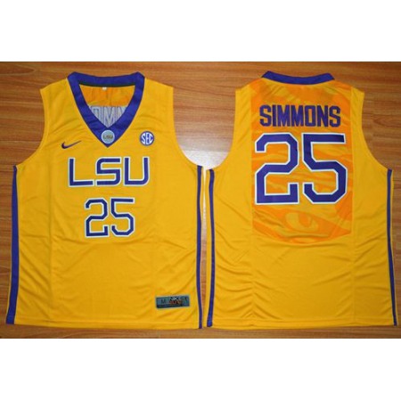 LSU Tigers #25 Ben Simmons Gold Basketball Stitched NCAA Jersey