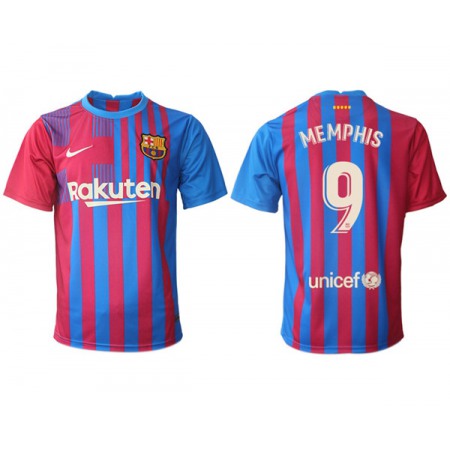 Men's Barcelona #9 Memphis 2021/22 Home Soccer Jersey