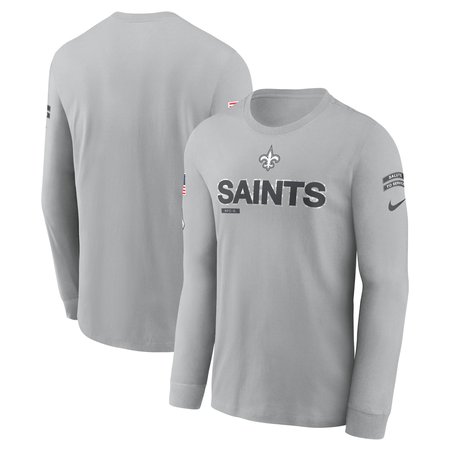 Men's New Orleans Saints Nike Gray 2024 Salute To Service Long Sleeve T-Shirt