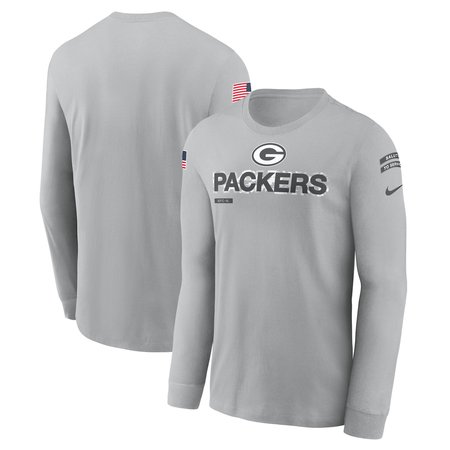 Men's Green Bay Packers Nike Gray 2024 Salute To Service Long Sleeve T-Shirt