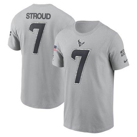 Men's Houston Texans C.J. Stroud Nike Gray 2024 Salute To Service Name & Number T-Shirt