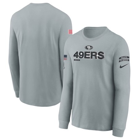 Youth San Francisco 49ers Nike Gray 2024 Salute To Service Long Sleeve T-Shirt