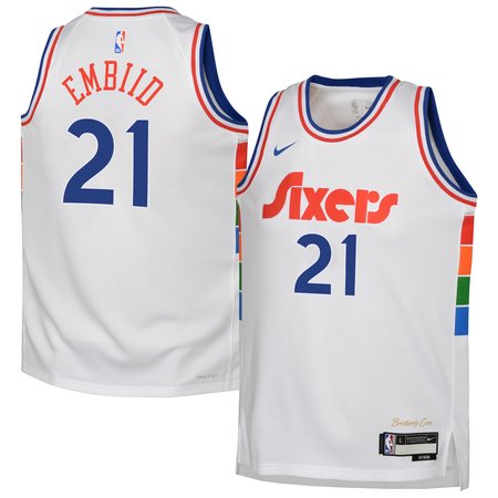 Youth Philadelphia 76ers Joel Embiid Nike White 2024/25 Swingman Player Jersey - City Edition